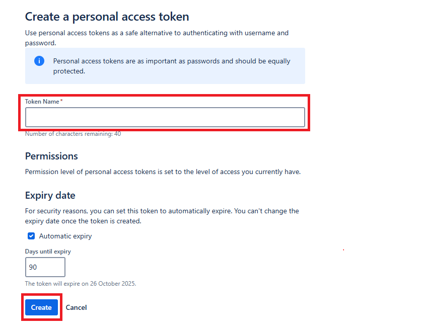 Create personal token access token Create personal token access token